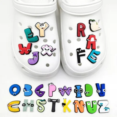 26 Stück Alphabet-Krokodilanhänger, Schuhdekorationsanhänger für Clog-Sandalen, Schuhzubehör für Kinder, Jungen, Mädchen, Partygeschenke